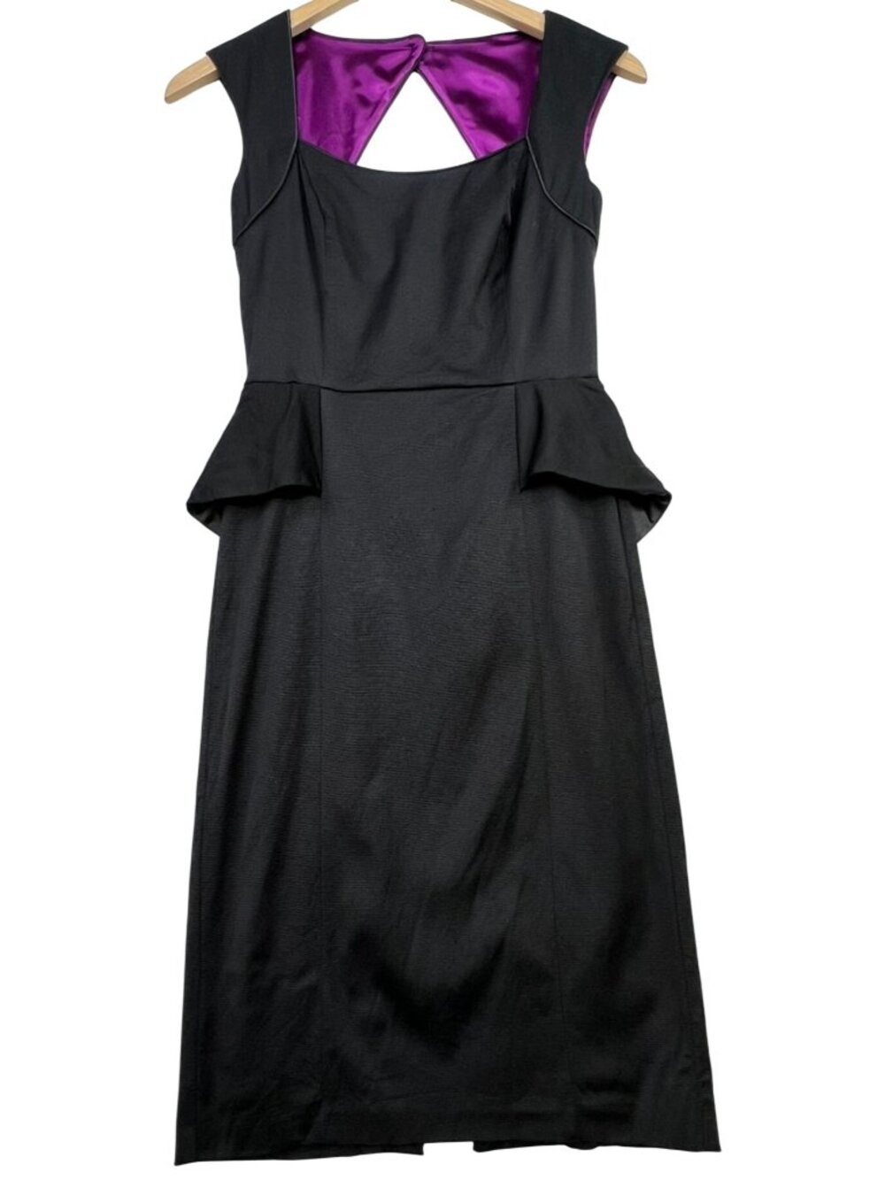 White House Black Market Womens Sleeveless Sheath Dress Peplum Waist Sz 00 Black